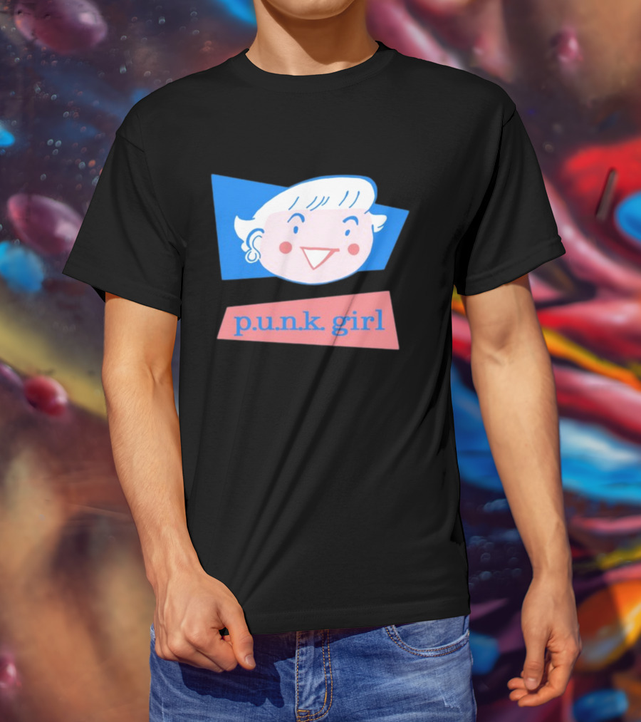 P.U.N.K. Girl Retro Cartoon Style Face T-Shirt