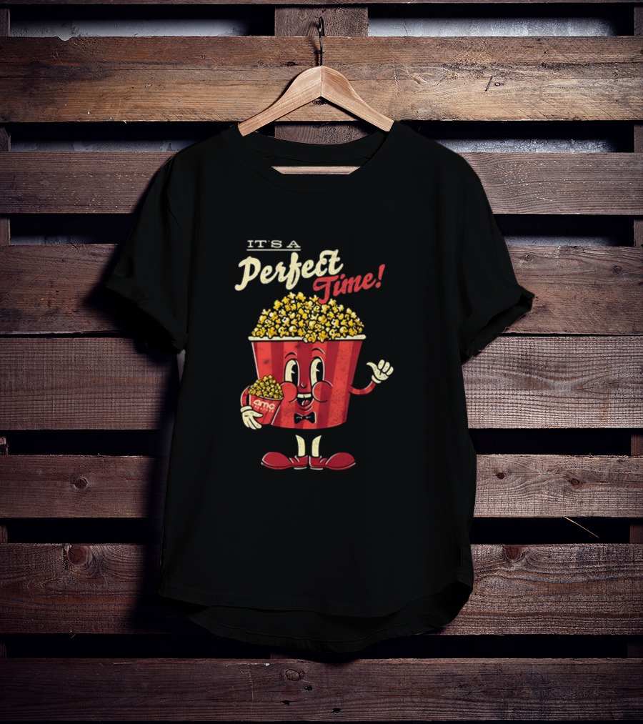 It's A Perfect Time AMC Theatres Movie Popcorn Cartoon T-Shirt