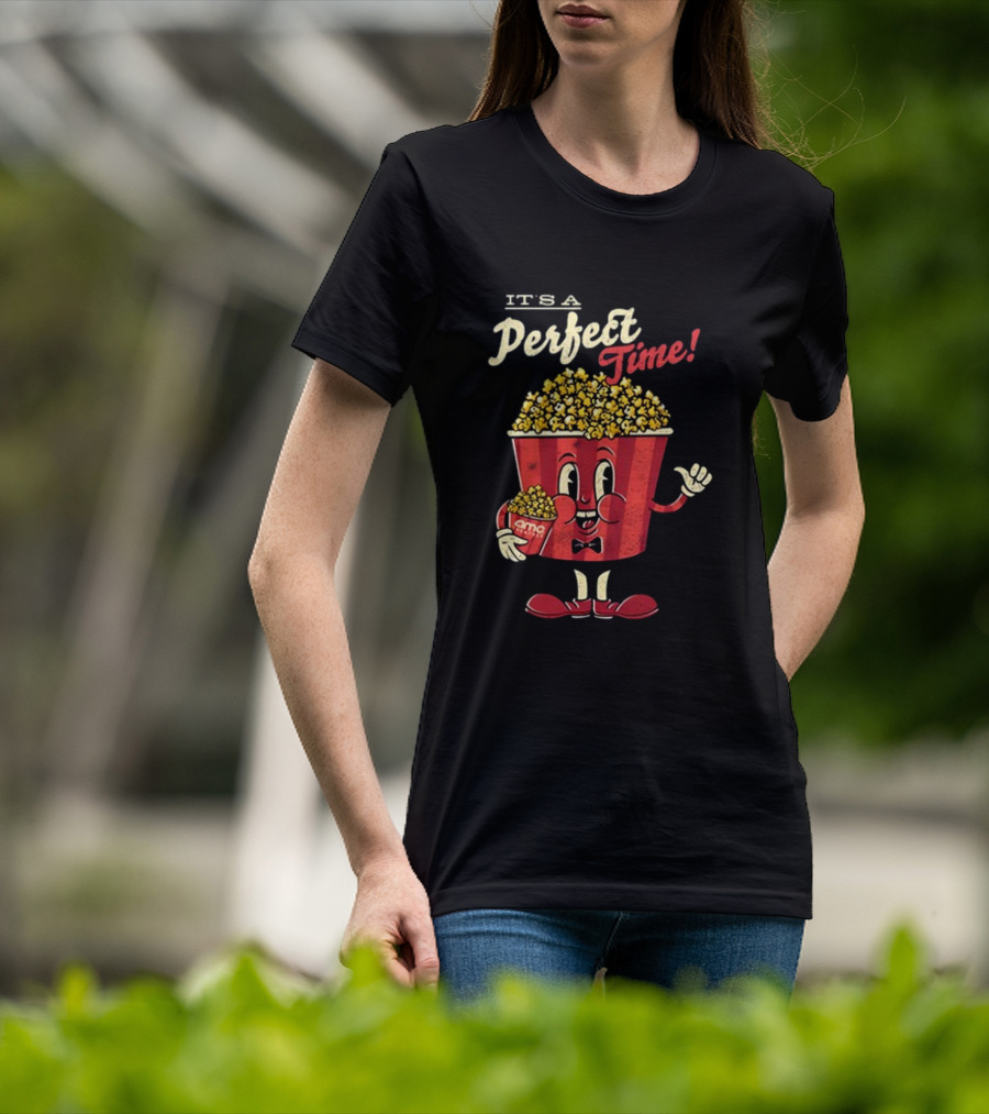 It's A Perfect Time AMC Theatres Movie Popcorn Cartoon T-Shirt