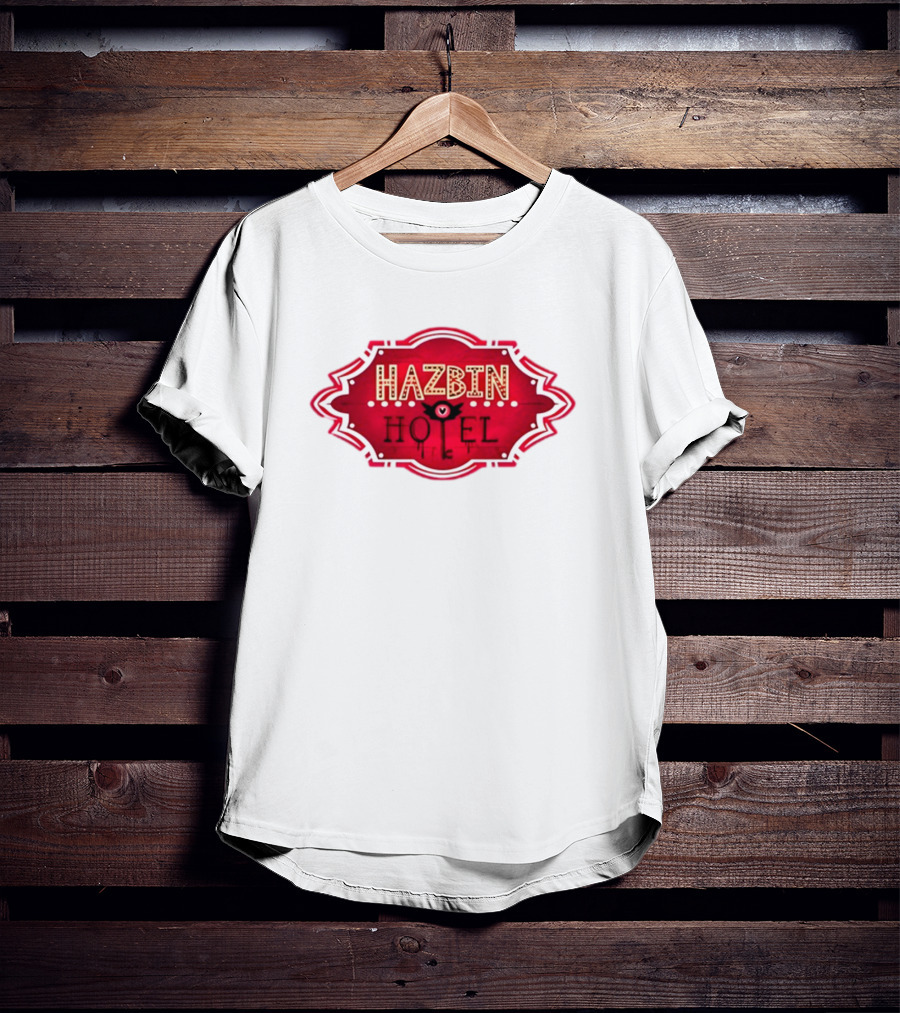 Hazbin Hotel Hazbinhotel Logo Badge With Heart And Winged Eye T-Shirt