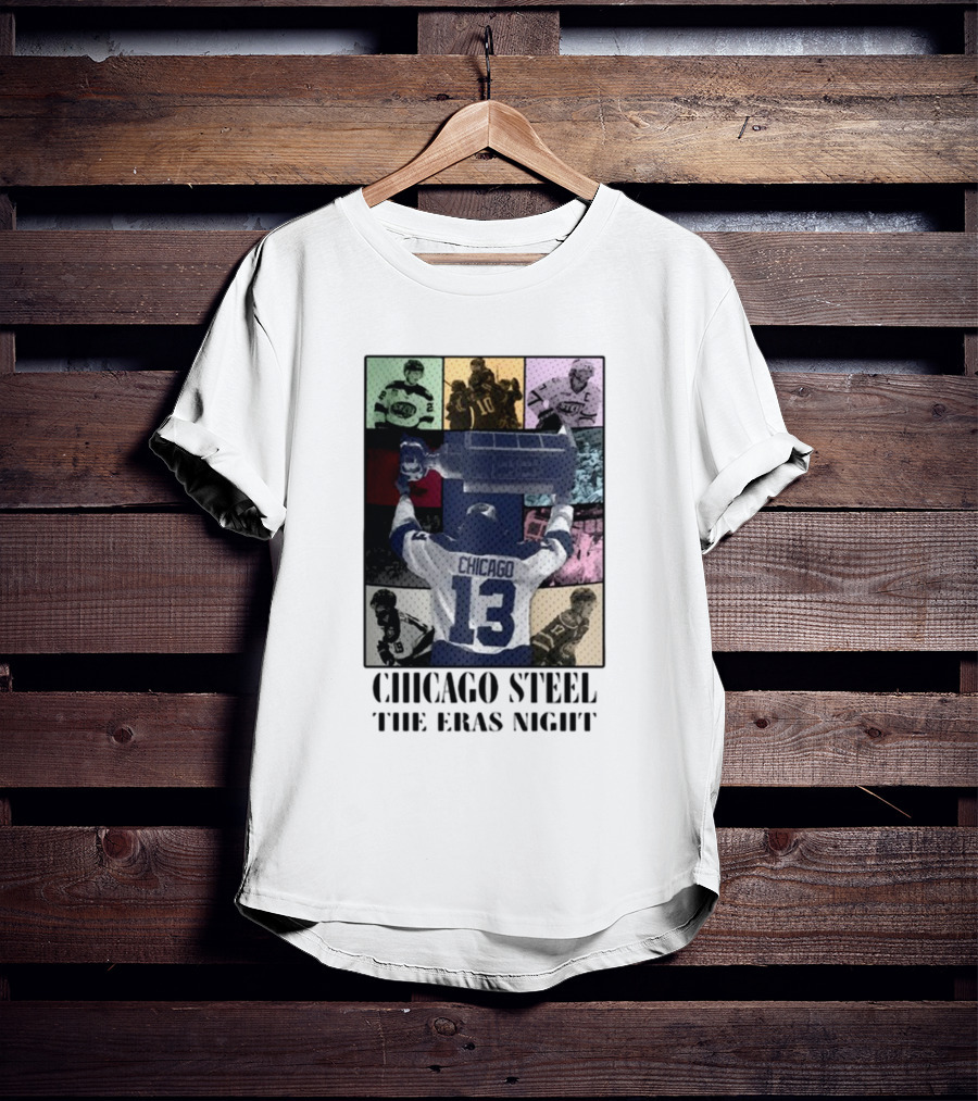 Chicago Steel The Eras Night Number 13 Hockey Collage T-Shirt