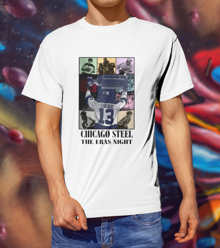 Chicago Steel The Eras Night Number 13 Hockey Collage T-Shirt