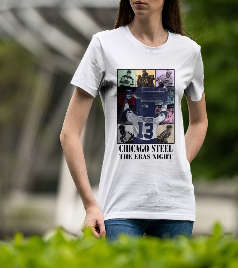 Chicago Steel The Eras Night Number 13 Hockey Collage T-Shirt
