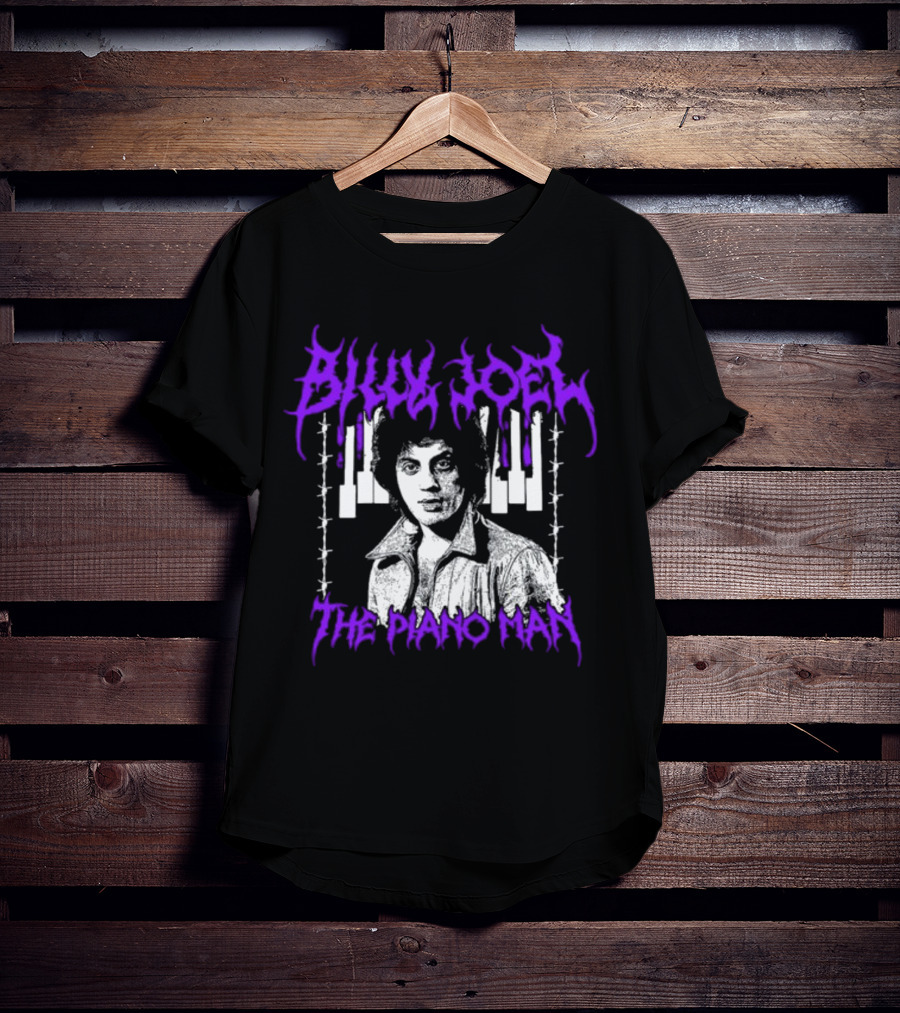Billy Joel The Piano Man Purple Lettering Piano Keys T-Shirt