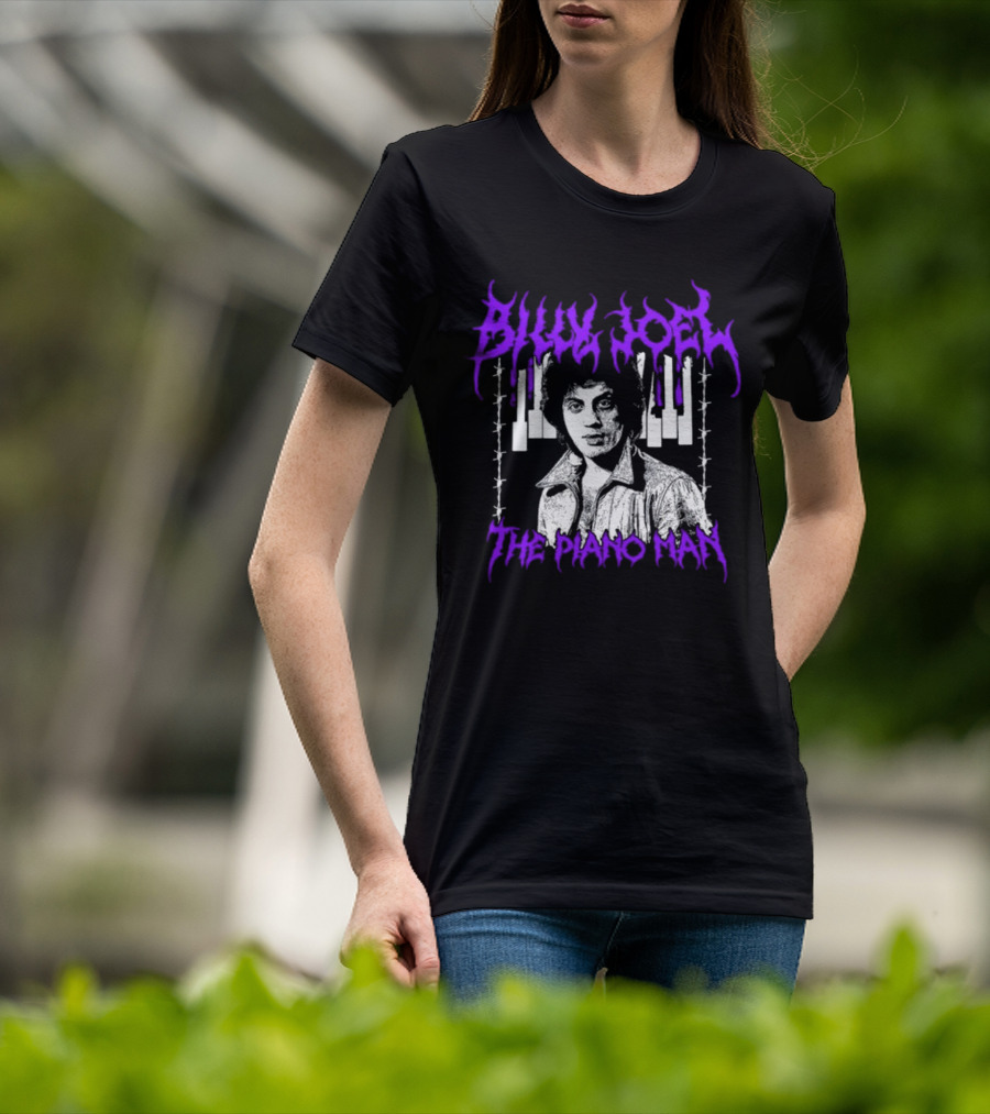 Billy Joel The Piano Man Purple Lettering Piano Keys T-Shirt