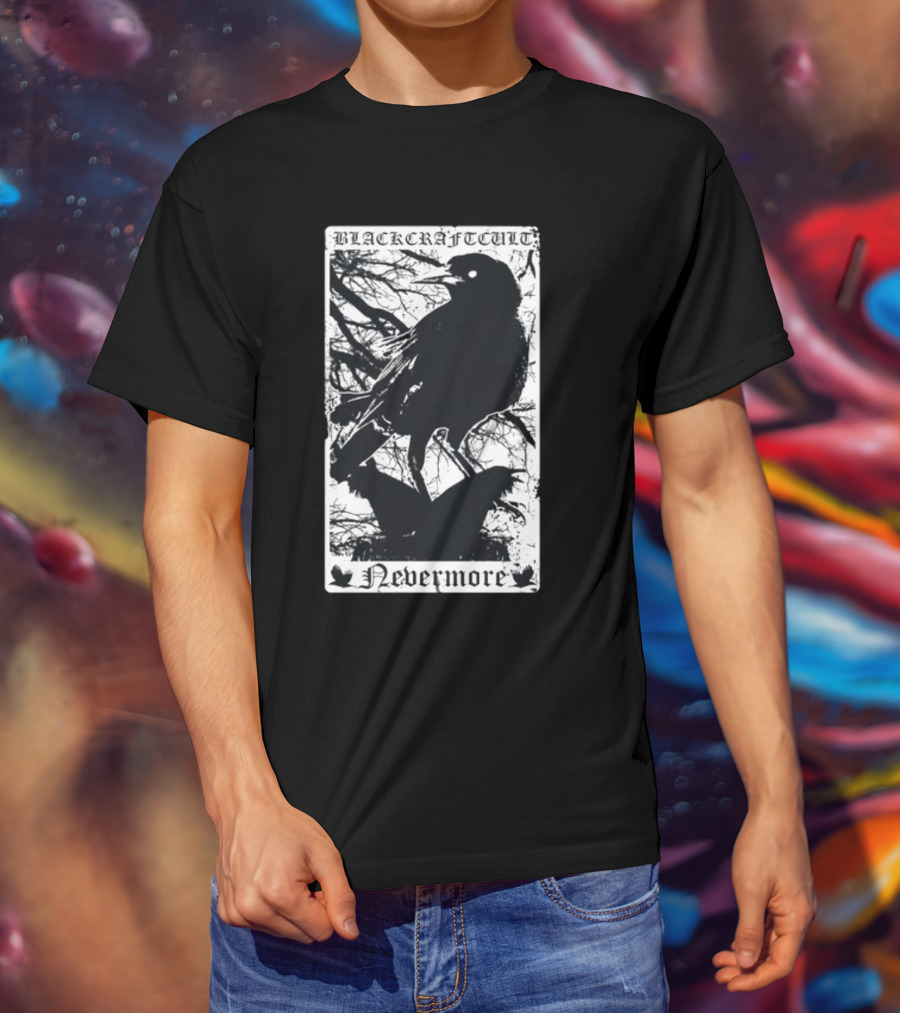 Blackcraftcult Nevermore Raven Tarot Card T-Shirt