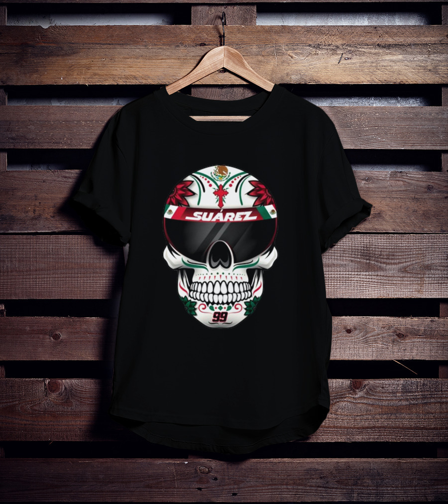 Danielsuarezracing Suárez Skull Helmet Visor 99 Mexican Flag Motif T-Shirt