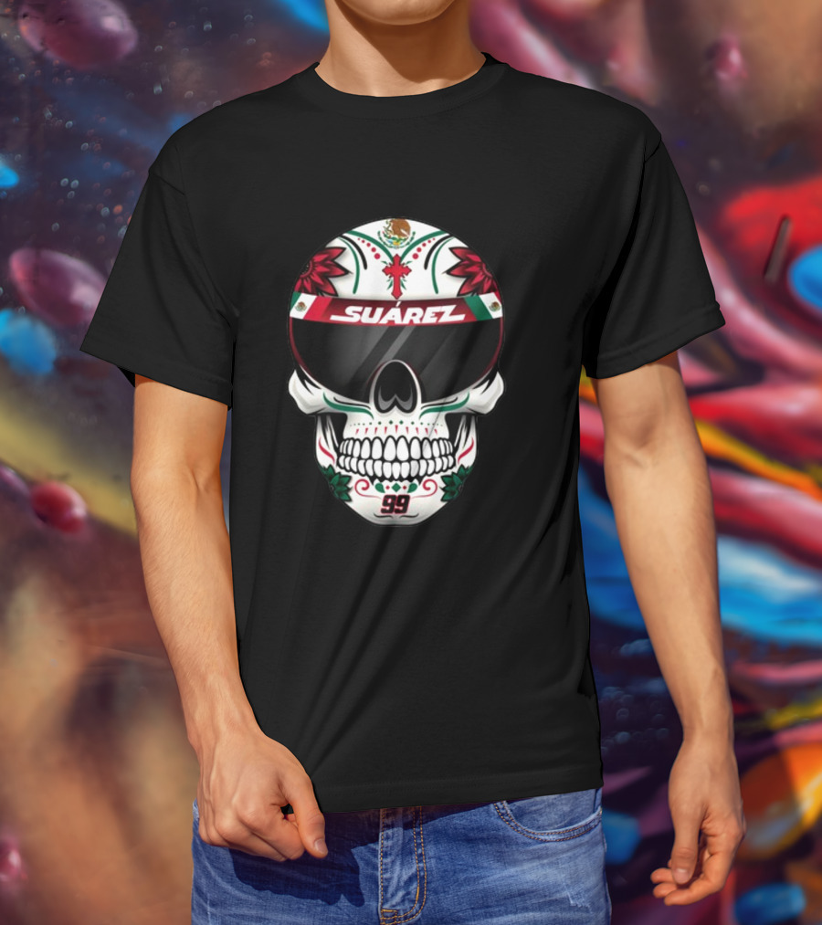 Danielsuarezracing Suárez Skull Helmet Visor 99 Mexican Flag Motif T-Shirt