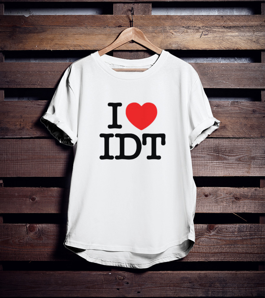 I Heart IDT Bold Text With Red Heart T-Shirt