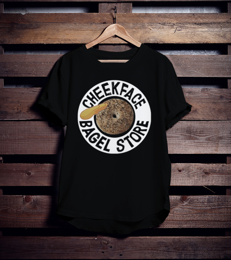 Cheekface Bagel Store Sesame Bagel With Butter Retro Circular T-Shirt