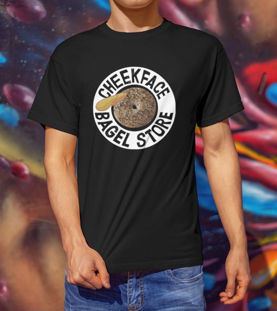 Cheekface Bagel Store Sesame Bagel With Butter Retro Circular T-Shirt