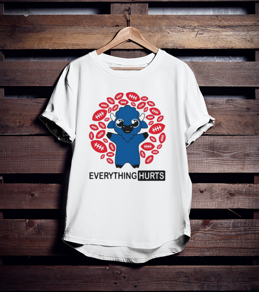 Buffalo Everything Hurts Surrounded By Red Footballs T-Shirt