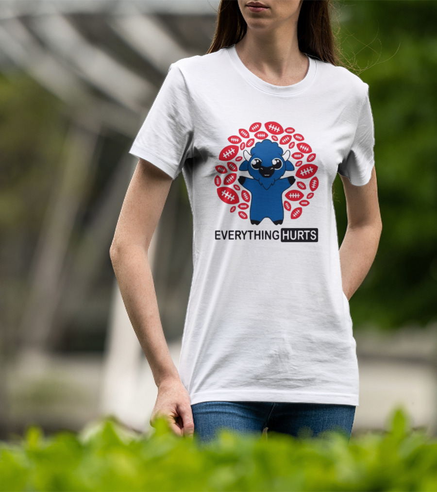 Buffalo Everything Hurts Surrounded By Red Footballs T-Shirt