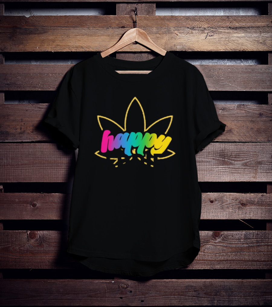 Happy Eddie Freestyle Rainbow Font Leaf T-Shirt