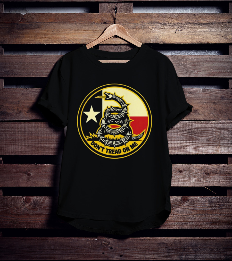 Don't Tread On Me Barbed Snake With Texas Flag Star T-Shirt