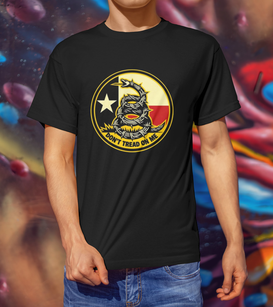 Don't Tread On Me Barbed Snake With Texas Flag Star T-Shirt