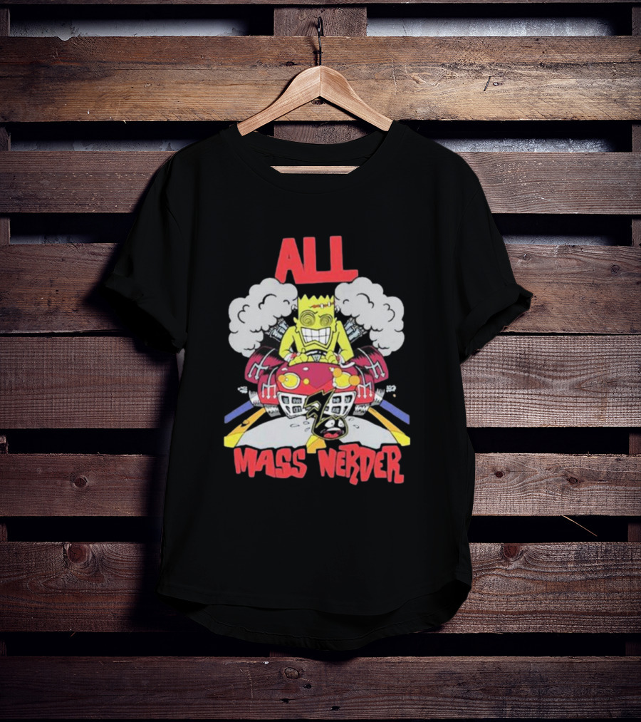 ALL Mass Nerder Cartoon Character Racing Machine T-Shirt