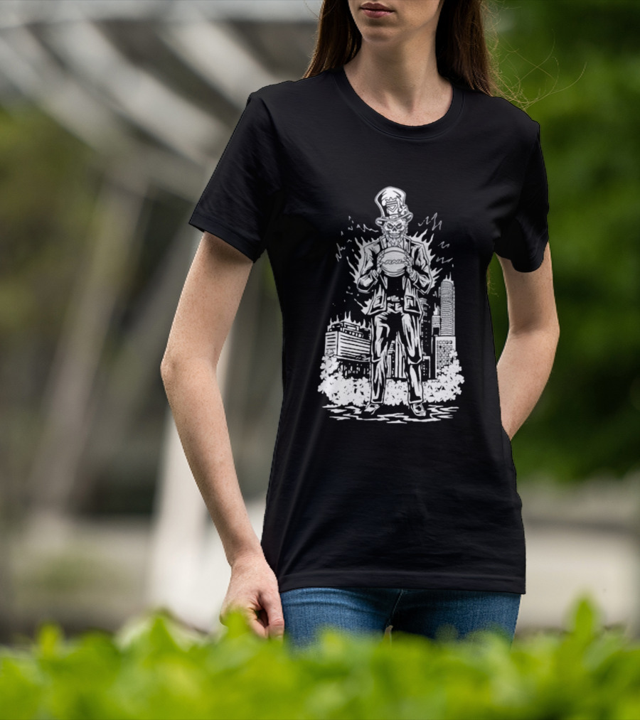 Richandlonely Prestige Boston Uncle Sam Basketball City Skyline T-Shirt