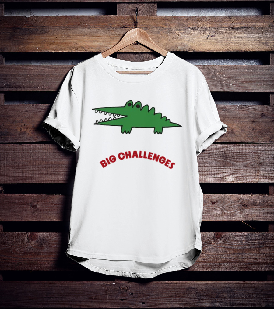 Big Challenges Green Crocodile Cartoon T-Shirt