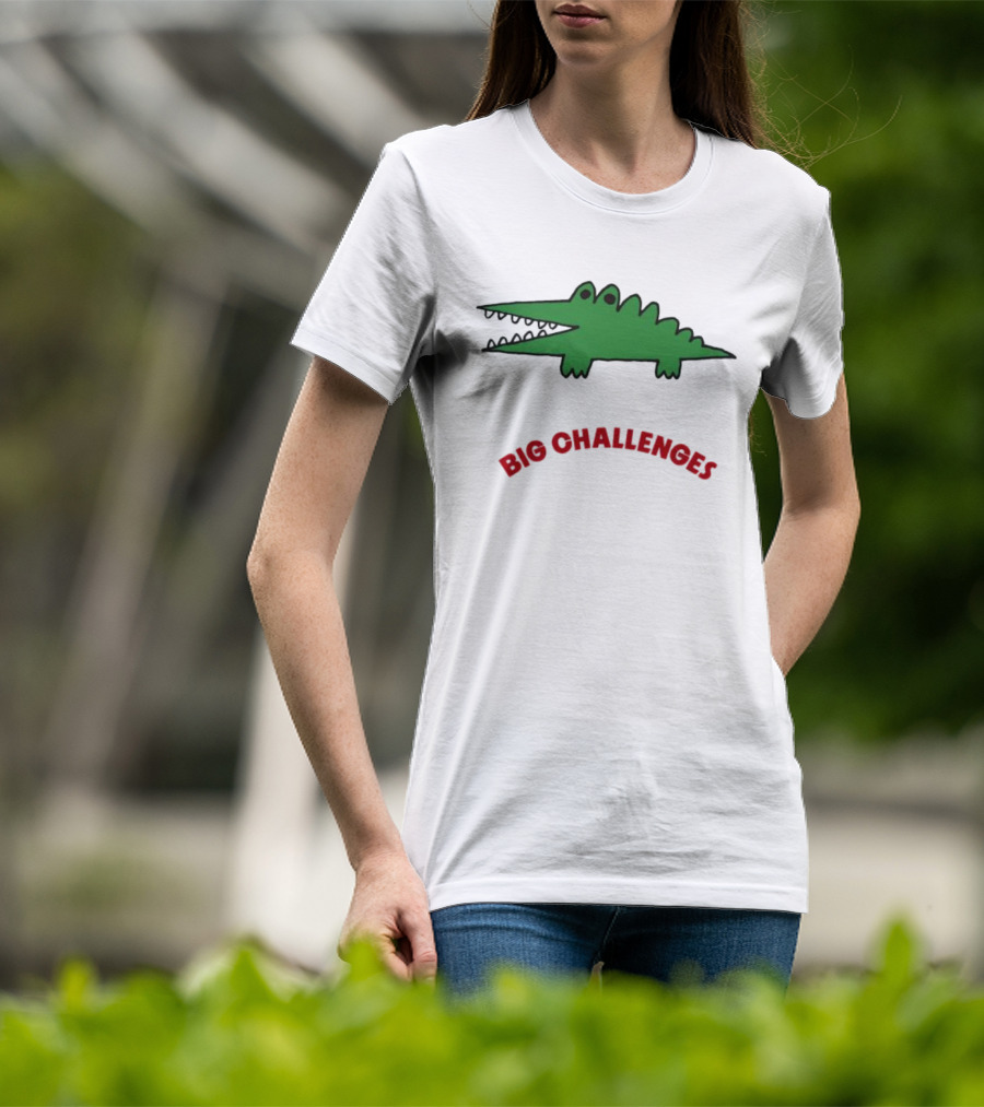 Big Challenges Green Crocodile Cartoon T-Shirt