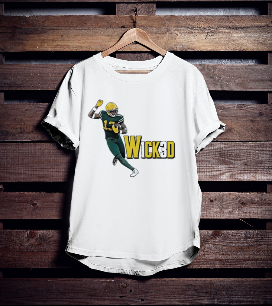 W1ck3d Football Player Yellow Helmet Green Jersey 13 T-Shirt