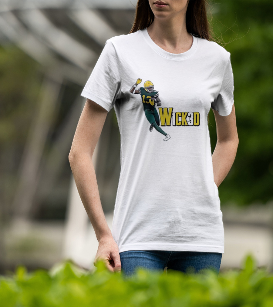 W1ck3d Football Player Yellow Helmet Green Jersey 13 T-Shirt