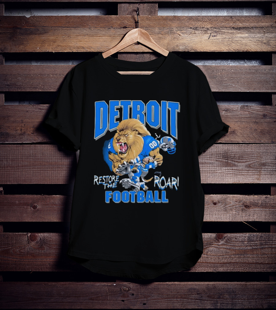 Detroit Restore The Roar Football Lion Player T-Shirt