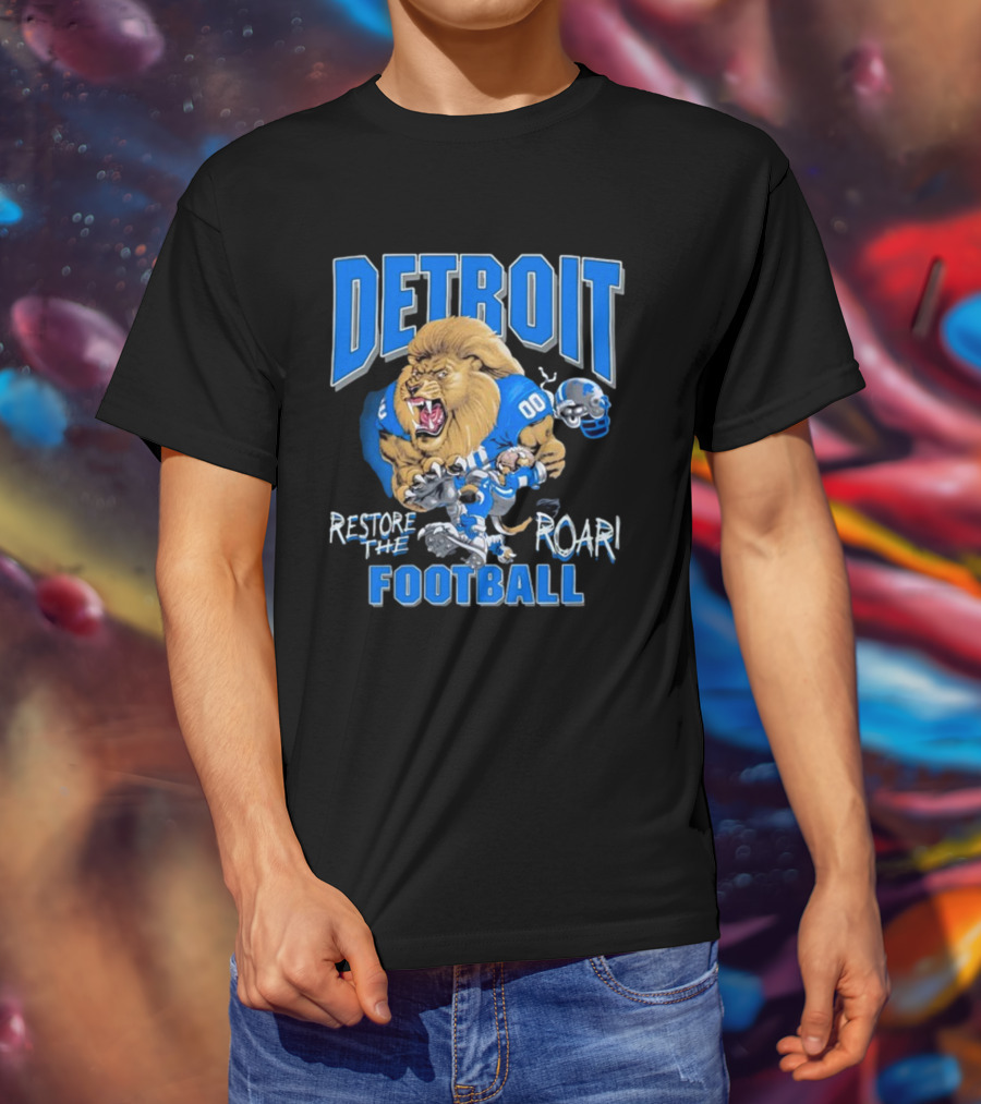 Detroit Restore The Roar Football Lion Player T-Shirt