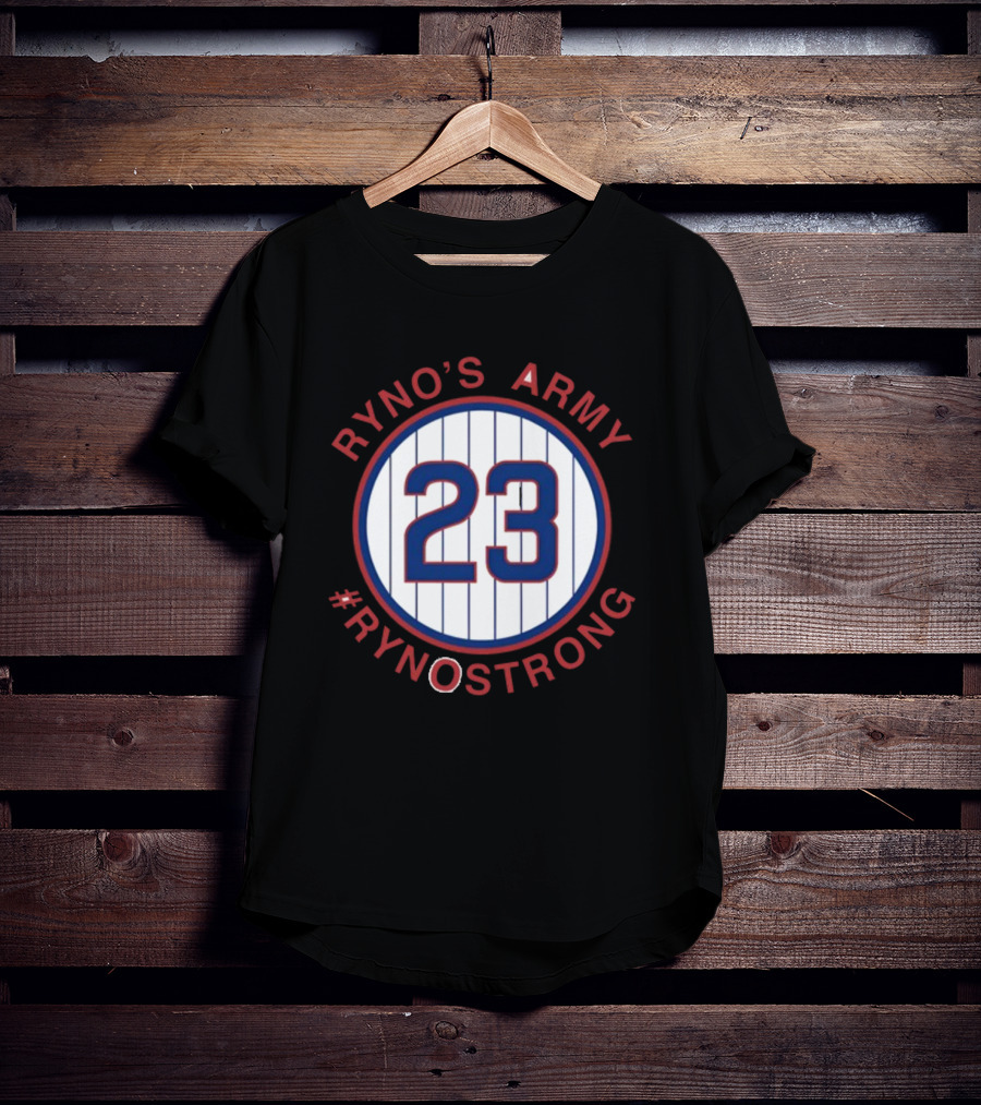 Ryno's Army 23 #RynoStrong Circle Logo White Pinstripes T-Shirt