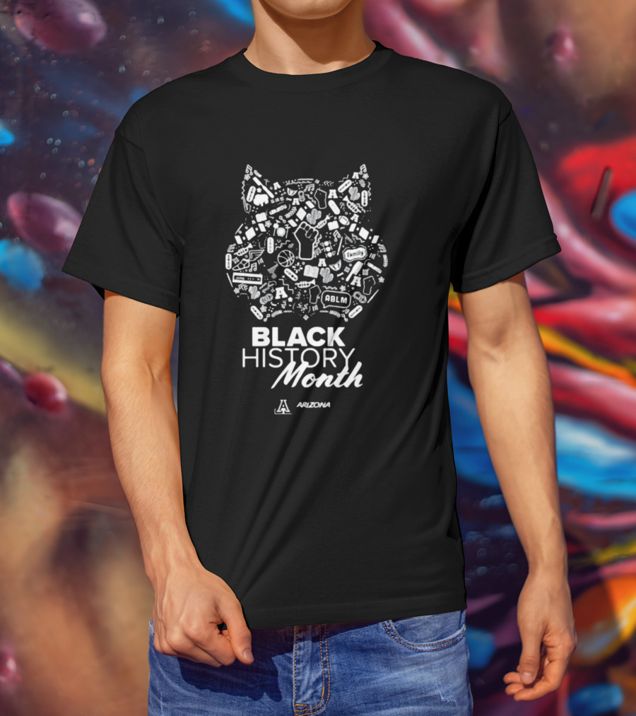 Arizona Wildcats Black History Month Symbol And Text With Iconic T-Shirt