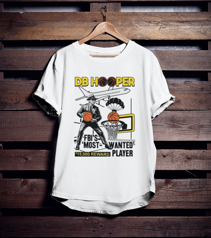 DB Hooper FBI's Most Wanted Player $15,000 Reward Basketball Airplane T-Shirt