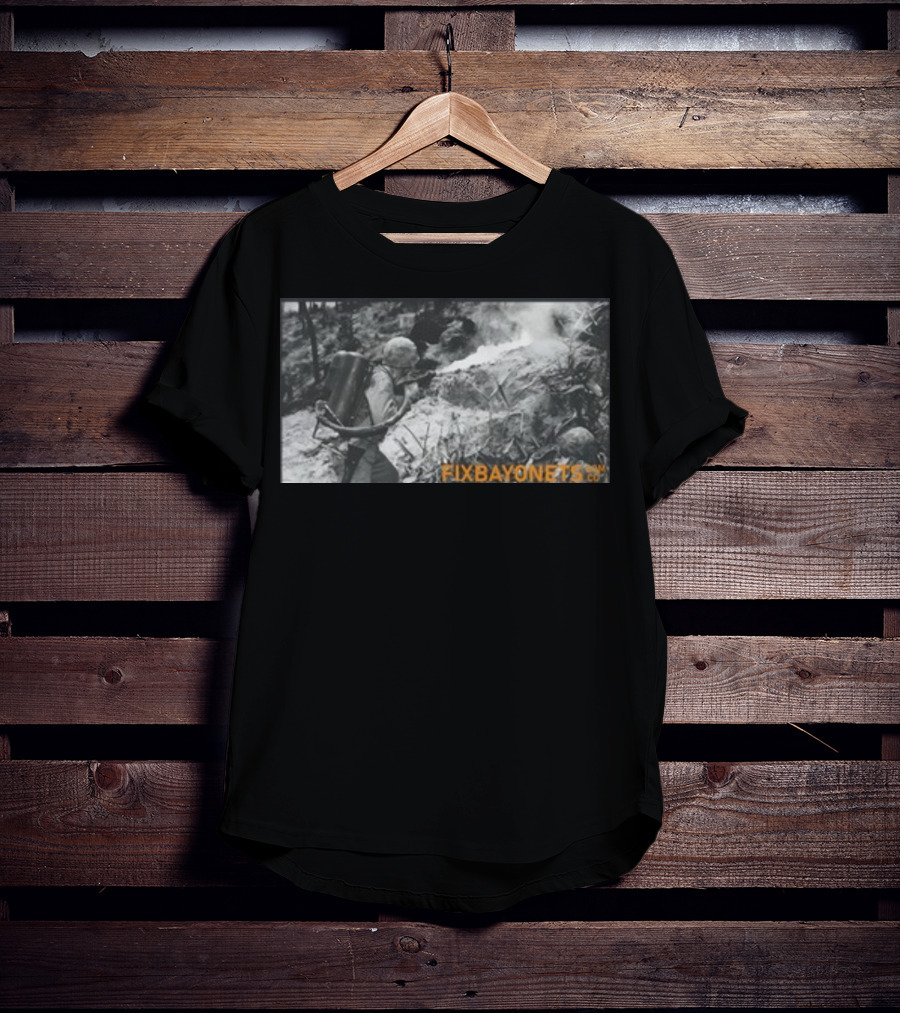 Fix Bayonets WWII Flamethrower Soldier Scene T-Shirt