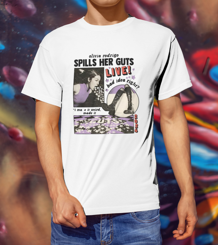 Olivia Rodrigo Spills Her Guts Live Bad Idea Right Guts World Tour T-Shirt
