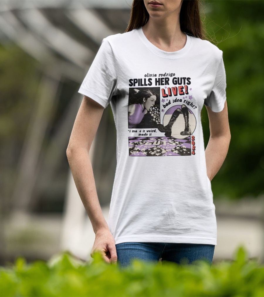 Olivia Rodrigo Spills Her Guts Live Bad Idea Right Guts World Tour T-Shirt