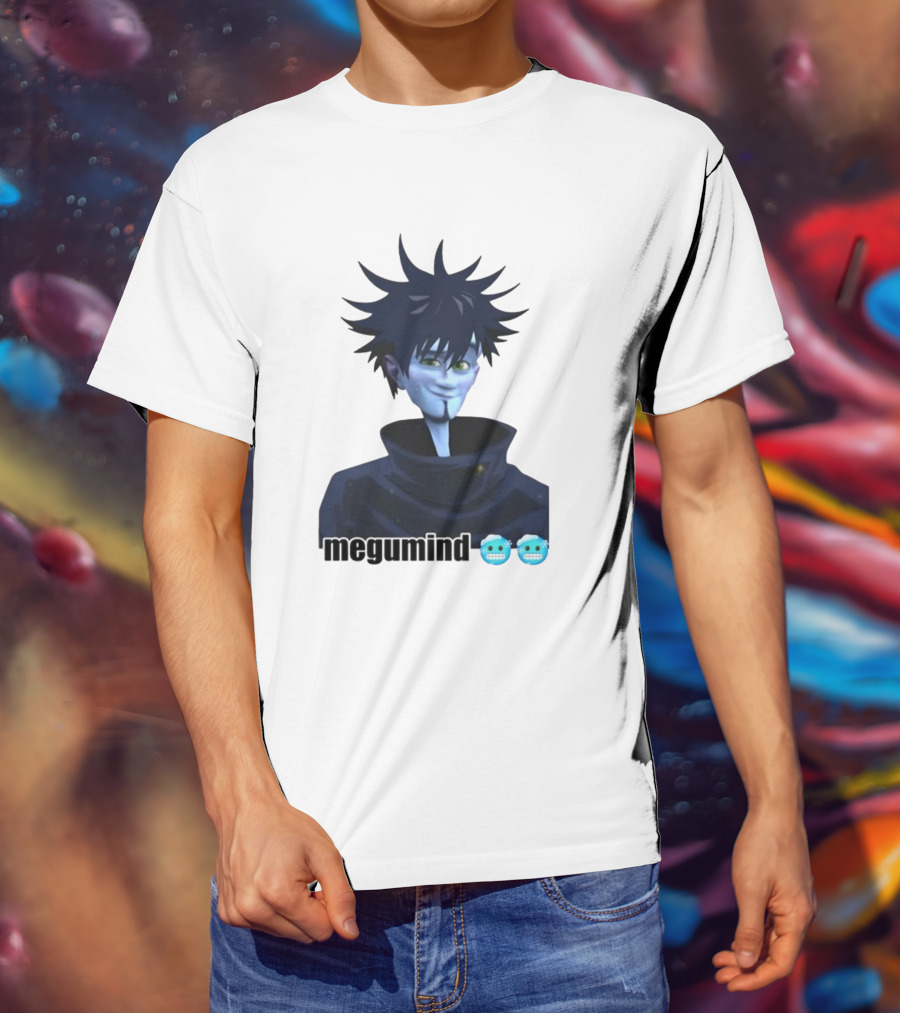 Spiky Haired Megumind Blue Emoji Face T-Shirt