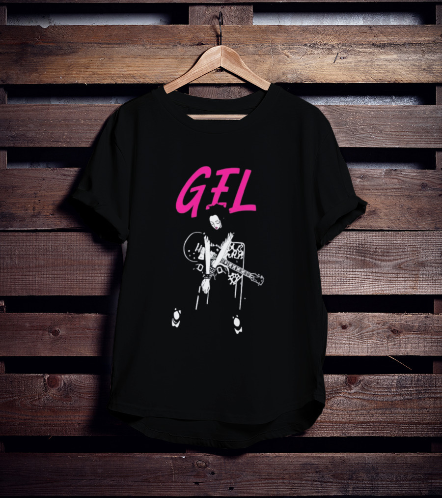 GELHARDCORE GEL NANA Guitar Girl Graphic Pink Lettering T-Shirt