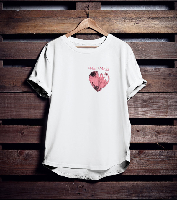 Hot Mess Pink Pixel Heart T-Shirt