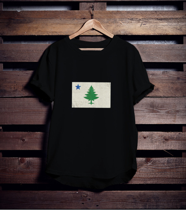 Maine Flag Vintage Pine Tree Star T-Shirt