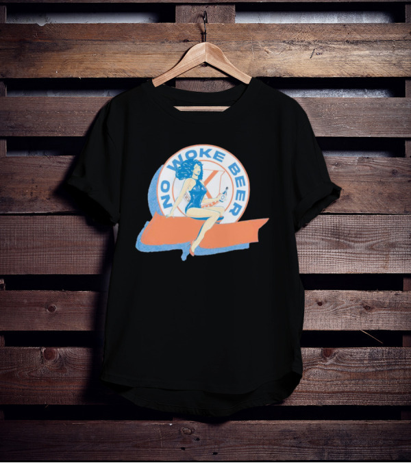 No Woke Beer Retro Pin-Up Style Beverage T-Shirt