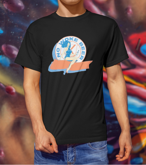 No Woke Beer Retro Pin-Up Style Beverage T-Shirt