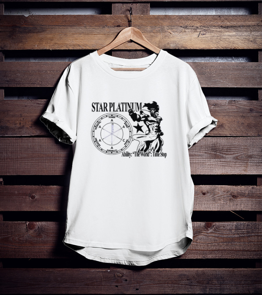 Star Platinum Ability The World Time Stop Diagram And Heroic Pose T-Shirt