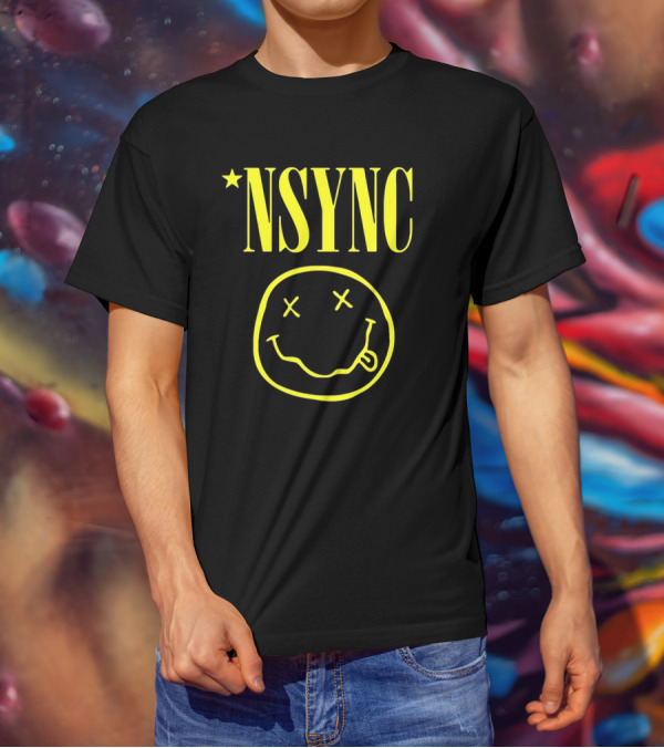 NSYNC Fake Handshake Grunge Inspired Smiley Face T-Shirt