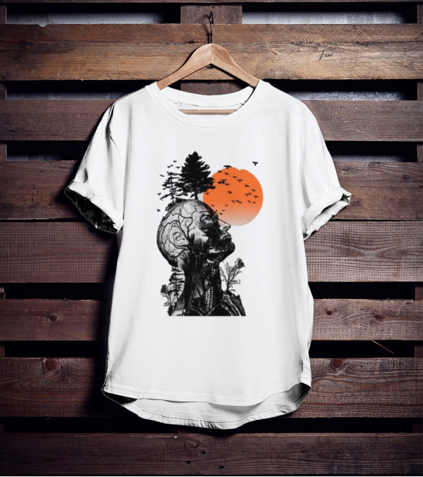 Jason Kelce Hangover Brain Anatomy With Sunset And Flying Birds T-Shirt