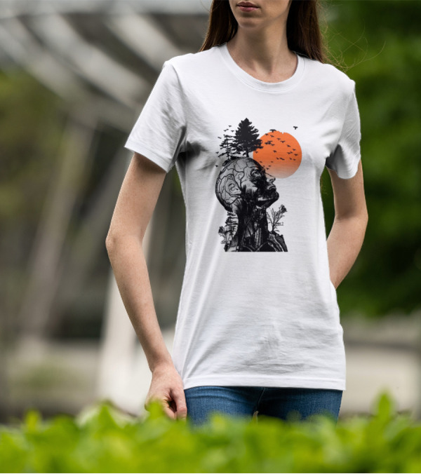 Jason Kelce Hangover Brain Anatomy With Sunset And Flying Birds T-Shirt