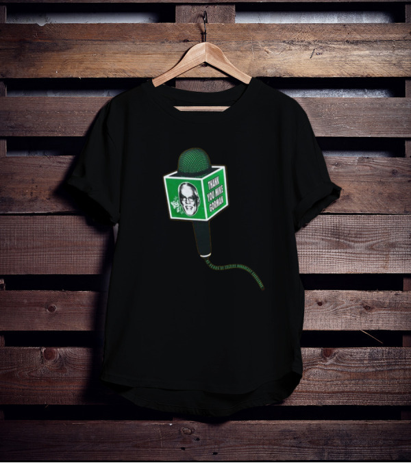 Thank You Mike Gorman Microphone With Portrait And Green Background T-Shirt