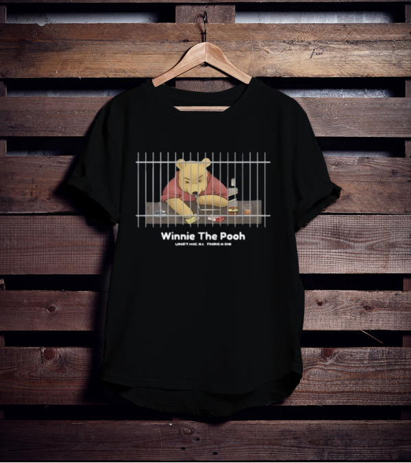 Winnie The Pooh Unethical Threads Prison Bars Gambling Drink T-Shirt