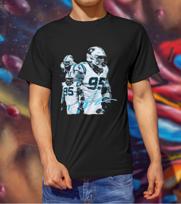Kai Brown Wearing Carolina Panthers Derrick Brown 95 NFL Football T-Shirt