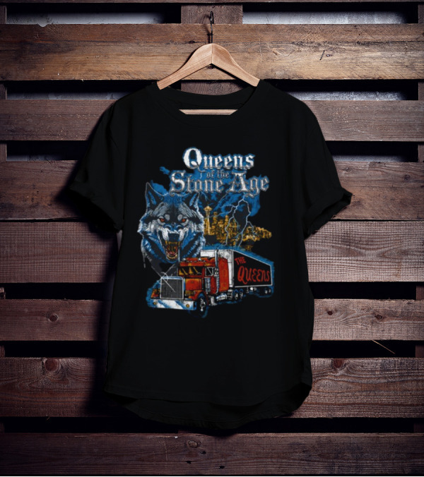Queens Of The Stone Age Wolf Lightning Truck Seattle Skyline-The Queens T-Shirt