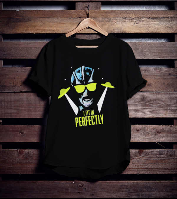 I Fit In Perfectly Alien With Sunglasses And UFOs T-Shirt