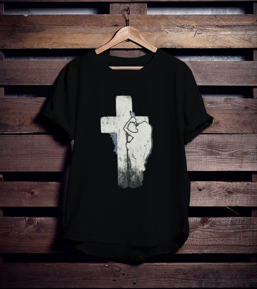 NessaBarrett Crucifix Distressed Standing Figure T-Shirt